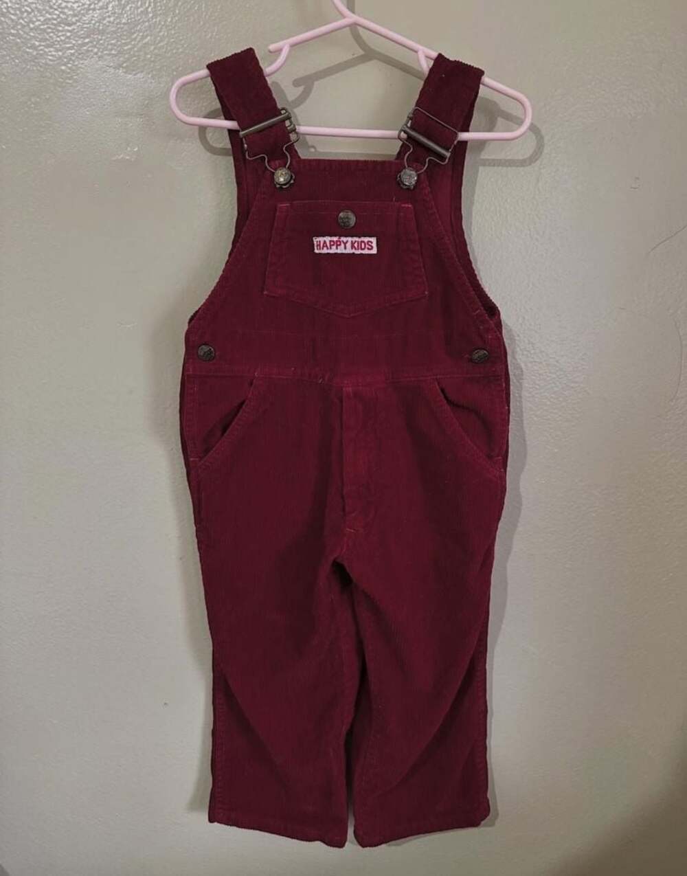 Happy Kids Burgundy Corduroy Overalls Size 2-3T
